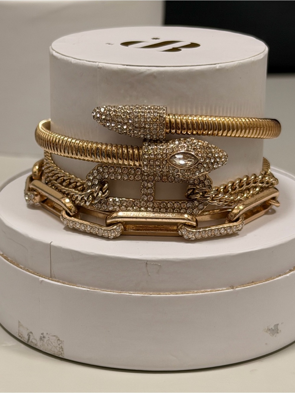 Bomb Party NWT! Gold Crystal Snake-Head Stack “The Jungle of Sparkle”